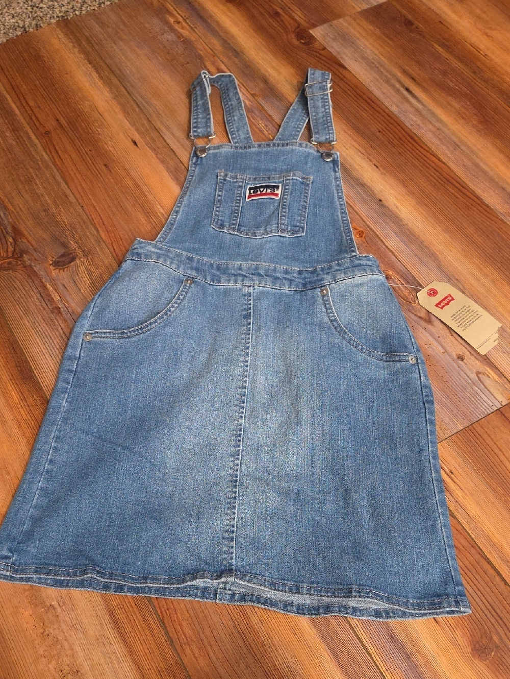🆕 Levi's Blue Denim Overall Dress with Front Bib Pocket